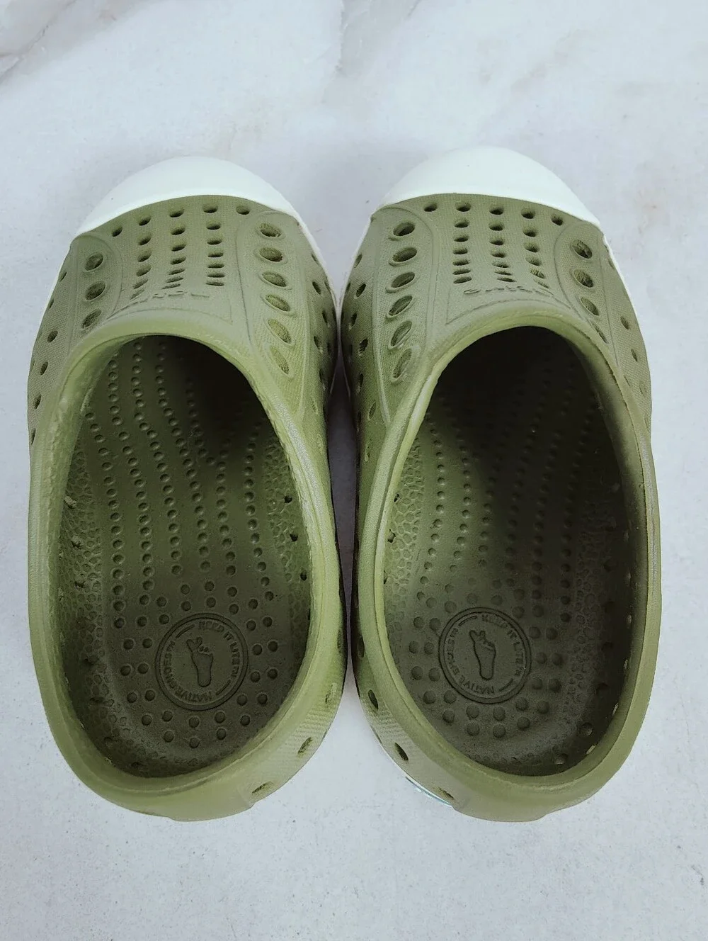 Native Shoes Baby Jefferson Slip On Sneakers Shoes Green White, Sz 6C